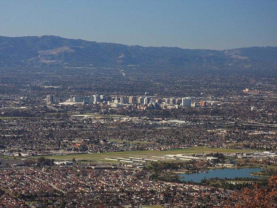 Downtown San Jose and the Santa Cruz Mountains