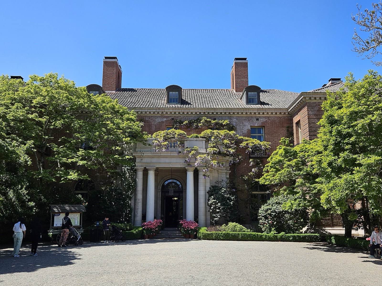 The brick main house at Filoli, a historic estate in Woodside